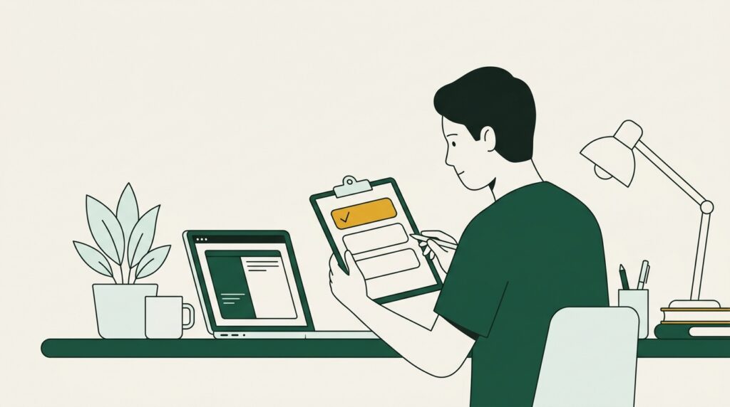 Illustration: a freelancer comparing a short list of business accounts