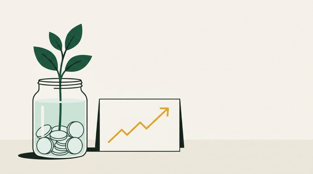 Illustration: a savings jar with a growing plant